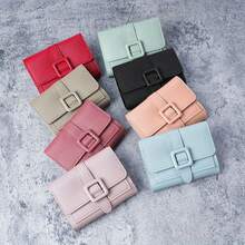 Cartera Mini Mujer de PU, Billetera Compacta con Ranuras para Tarjetas, Identificación y Monedas para Uso Diario - gris - Ver 2