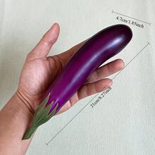 8.27 Inches X 1.85 Inches, Realistic Purple Eggplant Simulation Model And Teaching Material | Realistic Vegetable Model, Leaves Made Of Glossy Purple And Green Materials, Made Of Durable Plastic, Perfect For Home, Kitchen And Party Decoration - A - View 1