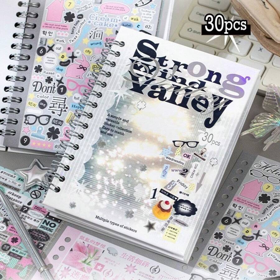 1 buah Buku Stiker Material 30 Lembar Gaya Korea Ins Bahan Dekorasi Scrapbook Cocok Untuk Seni Kolase Guka Dapat Digunakan Pada Koper, Laptop, Ponsel, Gitar, Buku Catatan - Sekuel Pulau Impian - View 1