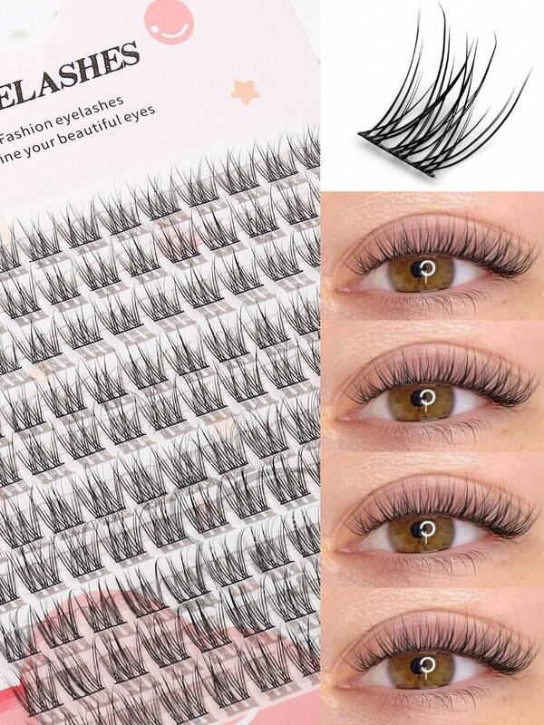 120 Clusters C-Curl Natural Style False Eyelash Clusters, Slim And Pointed Single Cluster False Eyelashes, Soft And Lightweight, Easy To DIY Wear