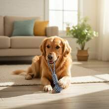 Large Dog Chew And Tug Toy | Thickened Wide Braided Rope Ball With Red Striped Fabric Cover | Suitable For Puppies And Adult Dogs | High-Strength Interactive Tug-Of-War Training Toy - Multicolor - View 7