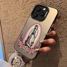[24h Shipping from DE/FR/ES]handy hüllencoque iphonefundas iphoneFunda para teléfono: Funda con diseño de la Virgen María y patrón floral rosa para iPhone 17 Pro Max, 17 Pro, 17 Plus, 17, 16 Pro Max, 16 Pro, 16 Plus, 16, 15 Pro Max, 15 Pro, 15 Plus, 15, 13 Pro Max, 13 Pro, 13 Plus, 13Shockproof, scratch-proof, no yellowing    perfect gift - 1 imagen - Ver 6