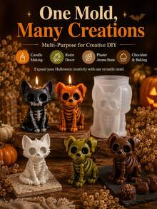 Candle Mold, Skull Animal Shaped Halloween Candle Mold, Plaster Candle Decoration. High-Quality, Easy To Demold. Suitable For Handmade Soap, Candles, Clay, Epoxy Resin Crafts, Holiday Decorations - Random Styles - View 5