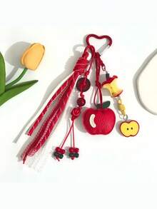 An Apple Keychain, Serving As A Fruit Backpack Pendant, Car Keychain, And Bag Hanging Ornament, Is A Perfect Keychain Accessory - Multicolor - View 6