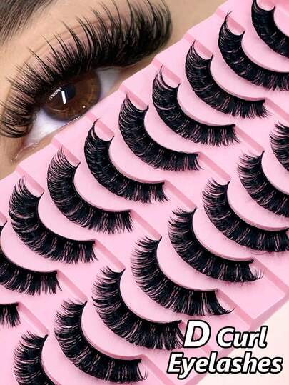 10/5 Pairs D Curl Russian Volume False Eyelashes, Thick & Natural, Fluffy & Full, Long & Dense, 3D Effect