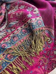 1pc Women's Cashew Nut Jacquard Fringed Scarf, Women's Muslim Headscarf, Soft And Lightweight Shawl, Elegant Headscarf For Daily Travel, Shawl - Multicolor - View 5
