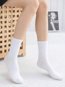 1/5/10/20 Pairs Solid Color Pattern Bidirectional Neutral Couple Sports Socks, Mid-Calf Socks, Boat Socks, Spring/Summer Holiday Gift, Valentine's Day, Women's Socks, Boyfriend Gift - Multicolor - View 7