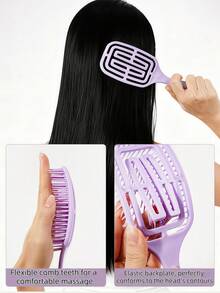 1 Stück Damen Hohlkamm, Rosenrot Moskitonetz Kamm, Kopfhautmassage Haarkamm, Damen Kamm, Trocken- und Nass-Dual-Use Paddelkamm, Luftkissenkamm für Zuhause geeignet für glattes und lockiges Haarstyling, antistatisch, Friseursalon, Schönheit, Reise-Essential Haarpflege-Tool, Halloween Weihnachtsgeschenk - Heißes Pink - Übersicht 10