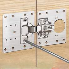 Reinforced Hinge Repair Kit, Cabinet Door Hinge Repair Plate Set, Stainless Steel Furniture Fixing Plate, Wardrobe Door Hinge Side Plate Damage Repair Patch Accessory Pack, Cabinet Door Repair Plate Hinge Fixing Plate Installation Piece Tool Furniture Hinge Hole Repair Gadget - Boxed - View 6