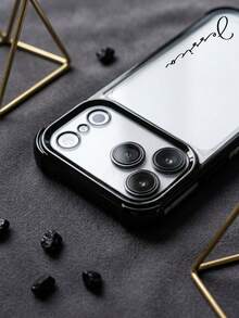 客製化姓名手機殼，適用於 iPhone 17 Pro Max 17 Air，透明防震電鍍鏡頭膜相機保護，壓克力+TPU 緩衝保護殼，17 Pro Max 聖誕手機殼 - 黑色 - 查看 5