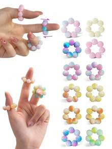 4pcs Sensory Stress Relief Rings - Anxiety Relief Rings And Finger Massagers; Silent Acupressure Massage Rings (Gradient Color) Suitable For Adults And Teenagers; Ideal For Classroom And Office; Perfect Gift - Multicolor - View 11