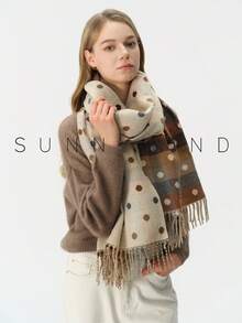 1pc Women's Polka Dot Minimalist Versatile College Style Polyester Jacquard Scarf, Suitable For Autumn/Winter Daily Wear - Beige - View 7