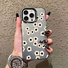 Black Rose Flower INS Laser Phone Case For IPhone 17 16 15 14 Pro Max Plus 13 12 Mini 11 Pro Max Shockproof Protective Covers - CH-黑色B花3 - 查看 5