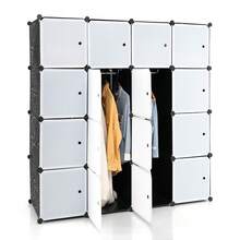 16-Cube Modular Storage Unit With 16 Doors & Dual Hanging Rods – Portable Wardrobe Closet For Clothes, Towels, Books, And Small Household Items – Stackable 4*4 Tier Organizer With Sturdy Frame And Smooth-Glide Doors - Black - View 7