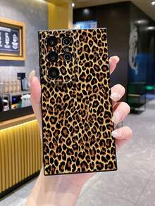 1pc Vintage Leopard Print Camera Protection Phone Case UV Printed Compatible With Samsung/Galaxy/ Android Models - Black - View 3