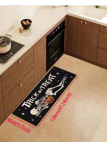 1/2pcs Halloween Kitchen Decor Rug, Skeleton Pumpkin Kitchen Rug And Mat, Non-Slip Washable Absorbent Kitchen Accessory Decorative Floor Mat - Multicolor - View 12