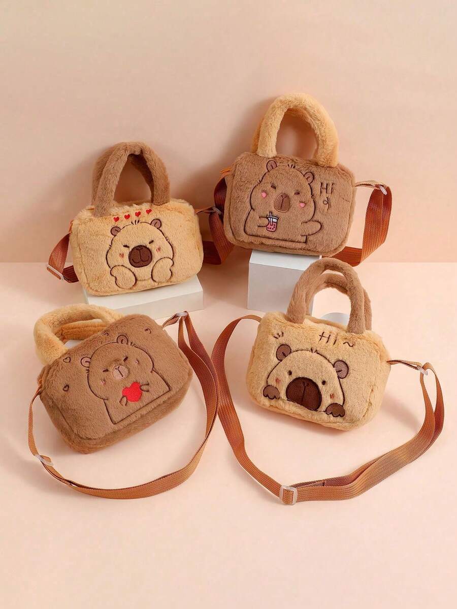 Adorable Plush Capybara Crossbody Bag For Girls - Lightweight, Foldable Shoulder & Phone Purse With Adjustable Strap, Perfect For Outings And Parties - Multicolor - View 1