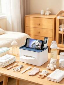 1pc Ins Style Multi-Layer Tissue Box Organizer, Suitable For Nursery, Living Room And Bathroom, Minimalist Desktop Storage Box, Can Hold Tissues, Remote Controls And Cosmetics - Multicolor - View 5