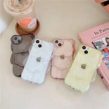 Casing Ponsel Beruang Kartun Lucu dan Bergaya dengan Desain 3D yang Memberikan Perlindungan untuk Bagian Tepi, Kamera, dan Panel Belakang. Tahan Benturan dan Tahan Lama, Sangat Cocok untuk Penggunaan Sehari-hari. Cocok untuk iPhone 11/12/13/14/15/16/17, Pro, Pro Max, Plus/17promax - Clear - View 2