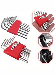 11pcs/8pcs Metric Hex Key Wrench Set, L-Shaped Short Arm Wrenches, Automotive Repair Tool Kit, Home Hand Tools, Essential For Home And Outdoor Use, Portable Compact Storage, Creative Tool Gift For Men, Birthday Gift, Grandfather Gift - Multicolor - View 4