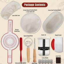Complete Sourdough Starter Kit,10 Inch Round & 9 Inch Oval Banneton Sourdough Bread Baking Supplies With Sourdough Starter Jar, Sour Dough Starter Kits For Women, Men, And Bread Bakers - Brown - View 3