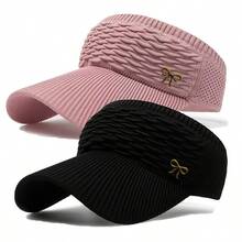 2pcs/Set Neutral Lightweight Design Upgraded Bow Logo Women's Sun Hat, Comfortable & Breathable, Suitable For Outdoor Sports & Cycling - A - View 12