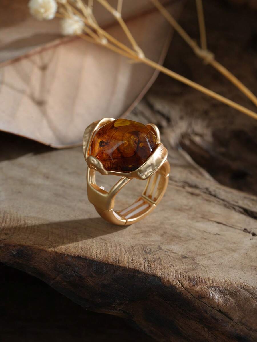 Cring Coco 1pc Fashion Boho Simple Geometric Ring For Woman Accessories New Simple Golden Rings Daily Party Music Festival Jewelry Valentine's Day Gift - Irregular - View 1