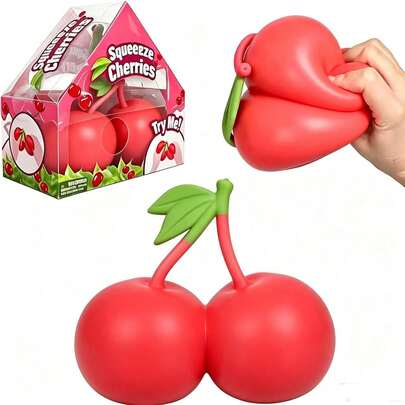 Nuevo juguete squishy de cereza grande realista, gadget de alivio del estrés de rebote lento, juguete de apretar de material TPR viral, accesorio de alivio del estrés curativo, squishy de cereza, juguete de alivio del estrés de rebote lento, gadget de alivio del estrés para la oficina