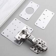 Reinforced Hinge Repair Kit, Cabinet Door Hinge Repair Plate Set, Stainless Steel Furniture Fixing Plate, Wardrobe Door Hinge Side Plate Damage Repair Patch Accessory Pack, Cabinet Door Repair Plate Hinge Fixing Plate Installation Piece Tool Furniture Hinge Hole Repair Gadget - Boxed - View 3