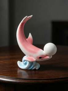 1Pc Cute Dolphin Playing Ball Resin Figurine With Gradient Colors – Tabletop Shelf Decor, Ocean-Themed Bedroom Soft Furnishing, Decorative Ornament. - New Arrival - Lying Dolphin - View 13