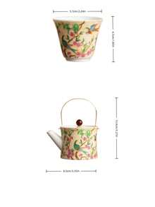 1 Set Vintage Chinese Style Premium Exquisite Highly Attractive Enamel Kung Fu Tea Set, Suitable For Brewing Tea, Holding Water, Juice, Coffee, Etc., Ideal For Office, Living Room, Kitchen, Reception Room, Banquet, Party, Gift-Giving And Personal Use. - Multicolor - View 2