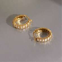 S SHOPBOHO 1 Pair Stainless Steel Zirconia Minimalist Hoop Earrings - Earrings - View 5