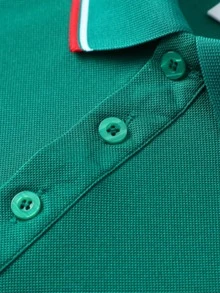 男士夏季短袖休閒鈕扣領粉色 Polo 衫，適合高爾夫運動 - 綠色 - 查看 6