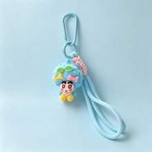 1pc Cute Explosion Head Shin-Chan Flocked Keychain, Small Pendant Bag Charm, Gift For Friends - Multicolor - View 13