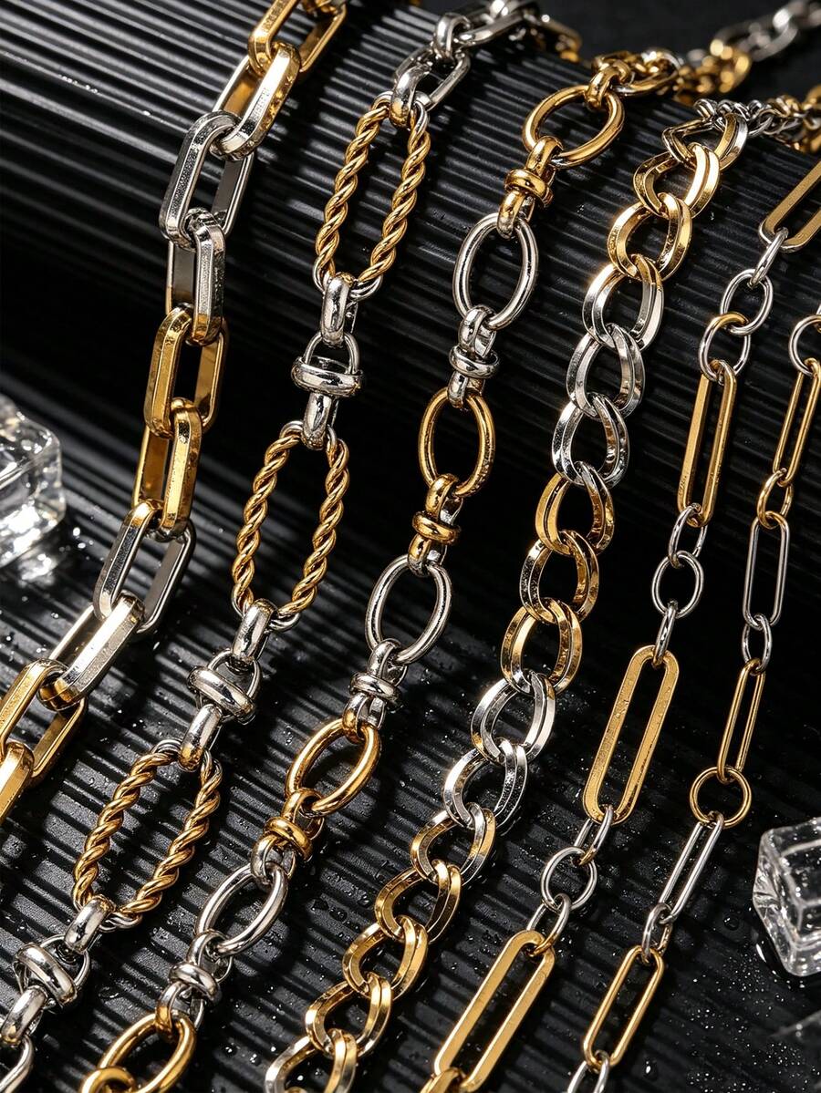1m Stainless Steel Charms Hip-Hop-Style Round Braided Chain Chunky Chain-Necklace And Bracelet DIY Jewelry Making Supplies For Daily Wear Party Events - Chain - View 1