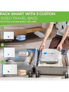 Vacuum Compression Travel Storage Bag And Hand Pump, Suitable For Business Trips/Travel/Dormitory Storage To Save Space, Multiple Sizes For Backpacks/Suitcases/Drawers For Classifying Clothes/Shoes - Multicolor - View 3