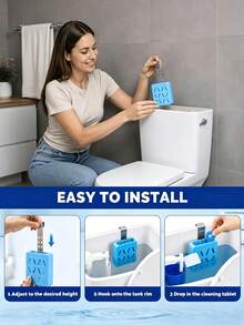 2pcs Modern Adjustable Toilet Tank Cleaning Basket, All Season Use, Hanging Hook Style, 7-Level Height Adjustable Toilet Cleaning Tablet Holder, Slow Release Rust-Proof, Easy Installation, Bathroom Accessory - Multicolor - View 4