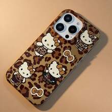 SANRIO Casing Ponsel Motif Kucing Leopard Kompatibel dengan Apple 17 Pro Max Perlindungan Penuh 15 Plus/14/13/12/11 Kartun/Anti-Jatuh - MultiWarna - View 2