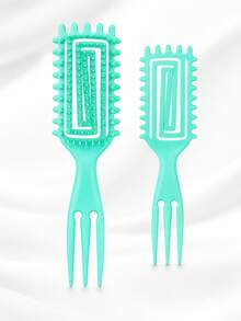 Multi-Color Curly Hair Styling Comb, 2 Spiral Design Curl Definition Detangling Combs, Round Head Pin Comb, Flexible Open Back Design, With 3-Tooth Tail Comb, Suitable For Wet/Dry Hair, Wavy/Curly/Coily/Thick Hair, Daily Parting And Styling - Multicolor - View 14