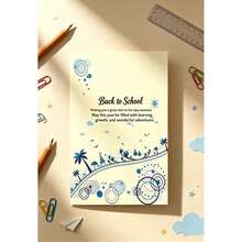 Tropical Blue Palm Tree Back To School Greeting Card, Summer Beach Design Foldable Blank Note Card, Student First Day Of School Blessing Stationery - View 1