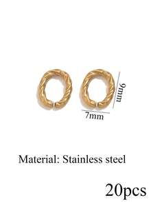 20 st ovala och runda tvinnade hoppringar i rostfritt stål, 18K guldbelagda, för DIY-smyckestillverkning av halsband och armband - vrid krans - Visa 7
