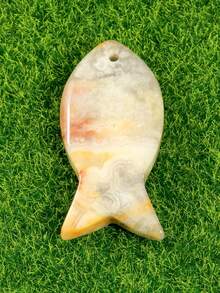 1件可愛天然石魚形吊墜，海洋風半寶石飾品配件，創意手工禮物素材，療癒水晶 - 魚 - 查看 9