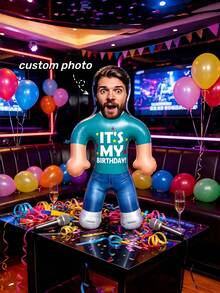 1pc Personalized Inflatable Blow-Up Prop, Customized Face Inflatable Blow-Up Prop, Personalized Inflatable Party Prop Bride & Groom, Bachelorette Party Gift, Bachelorette Party, Bride Gift, Inflatable Doll, Wedding Favor, Birthday, Special Occasion - Multicolor - View 3