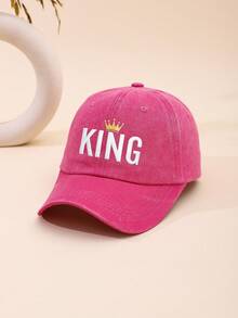 男士 KING 字母刺繡嘻哈帽，可調節防曬平帽簷棒球帽，街舞帽 - 皇冠 - 查看 25