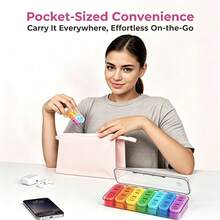 Portable Weekly Pill Organizer, Medication Storage Box, Clear Sun And Moon Icons To Prevent Missed Doses, Compact Pill Box, Easy Open And Close Design, Waterproof And Moisture-Proof, Suitable For Travel, Office And Christmas Gift - one-size - View 3