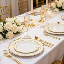 100/50/25pcs Gold Cake/Salad Spoon/Fork Set, Reusable And Washable, Suitable For Parties, Outdoor Activities, Family Gatherings, Weddings, Holidays And Other Occasions, Cake And Salad Utensil Set - Gold - View 7
