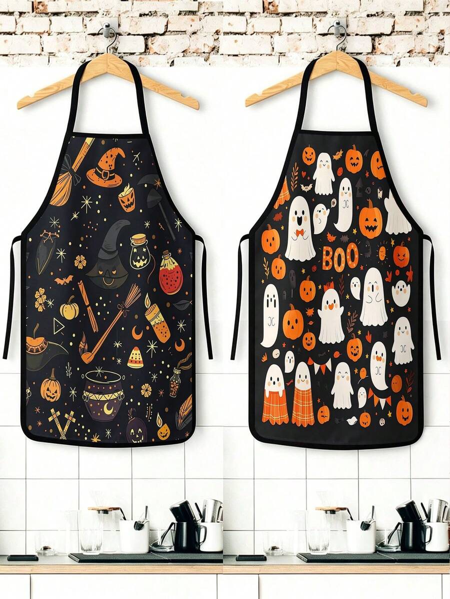 1pc Mexican Sugar Skull Day Of The Dead Apron, Vintage Floral Hat Print Kitchen Cooking Apron For Restaurant Holiday Cosplay Decor - Multicolor - View 1