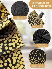 6pcs White & Gold Polka Dot Tablecloth With Satin Table Runner - 54"X108" Disposable Plastic Tablecloth And 12"X108" Gold Table Runner Set, Suitable For Wedding, Birthday, Halloween & Christmas Party Decoration - Multicolor - View 6