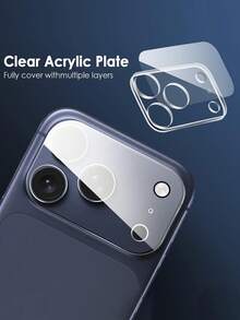 1pc Full Coverage Camera Lens Protector, Compatible With IPhone 18 Pro/18 Pro Max/17 Pro Max/16 Pro Max/17 Air/15/14/13/12/11, Rear Lens Glass Accessory - Clear - View 3