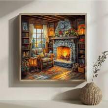 Christmas Cottage Fireplace Diamond Painting Kit (Adult Version), Winter Diamond Painting Kit (Adult Beginner Version), 5D DIY Full Drill Diamond Art Kit (Adult Version) - View 3